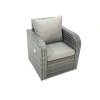 Fimous Outdoor Garden Furniture Set Rattan Sofa Dining Table Set with Reclining Chair Dark Grey Mixed