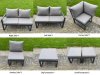 Fimous 9 Pieces Aluminium Garden Furniture Set with Cushions, Patio Furniture Set with Adjustable Rising Lifting Dining Table 2 Big Footstools Dark Grey