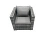 Fimous Outdoor Rattan Garden Furniture Set 7 Seater Patio Lounge Sofa Set with Armchair Square Coffee Table Side Table Dark Grey Mixed