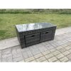 Fimous 8 Seater Rattan Corner Sofa Lounge Sofa Set With Rectangular Coffee Table 2 Stool Dark Grey Mixed Right Hand
