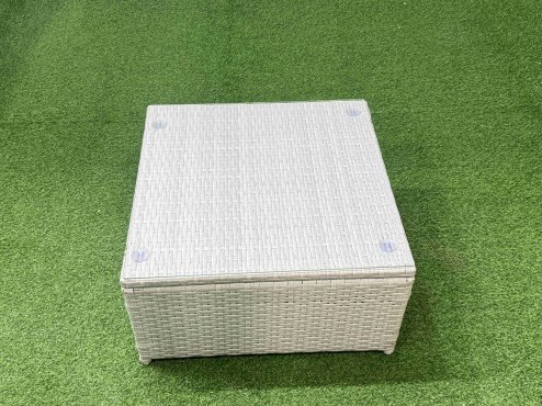 Fimous Outdoor Rattan Garden Furniture Set 7 Seater Corner Sofa Sets with Square Coffee Table Big Footstool Light Grey Mixed