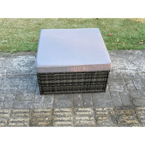 Fimous 7 Seater Wicker PE Rattan Garden Dining Set Outdoor Furniture Sofa with Dining Table Big Footstool Dark Grey Mixed