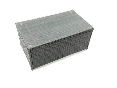 Fimous 9 Seater Rattan Lounge Corner Sofa Set Wicker PE Outdoor Garden Furniture Set with Coffee Table 2 Big Fotstools Dark Grey Mixed