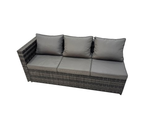 Fimous Rattan Garden Furniture Set Outdoor 8 Seater Patio Dining Corner Sofa Sets with Dining Table Chair Big Stool Side Table Dark Grey Mixed