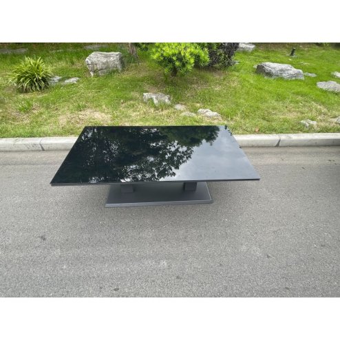 Fimous Aluminum Garden Furniture Rising Adjustable Lifting Dining or Coffee Table Easy Stop 2 Gas Line Dark Grey