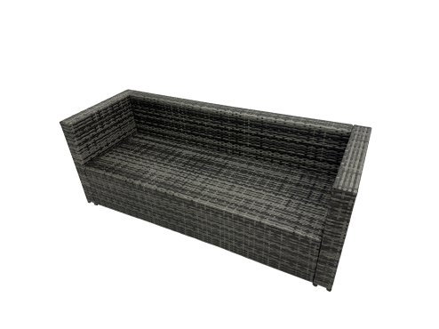 Fimous Outdoor PE Rattan Sofa Set with Dining Table Patio Garden Furniture Sets with 2 Chairs 2 Small Stools Dark Grey Mixed