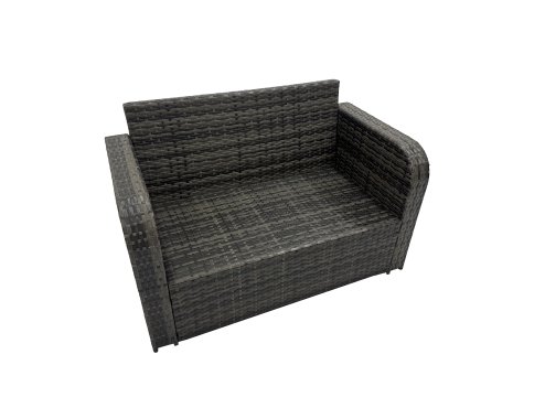 Fimous 6-seater Patio Height Adjustable Rising Lifting Table Sofa Sets Rattan Garden Furniture Dining Set with 2 Big Stools Side Table Dark Grey Mixed