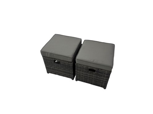 Fimous Rattan Garden Furniture Set Outdoor 8 Seater Patio Dining Corner Sofa Sets with Dining Table 2 Small Footstools Dark Grey Mixed