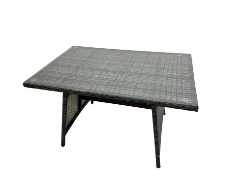 Fimous 8 Seater Wicker PE Rattan Furniture Outdoor Dining Table Double Seat Sofa 4 Stools Set Dark Grey Mixed