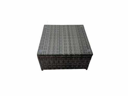 Fimous Outdoor PE Rattan Garden Furniture Sofa Set with Square Coffee Table 2 Small Stools 2 Chair Side Table Dark Grey