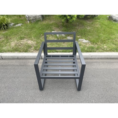 Fimous Aluminum Outdoor Garden Furniture Single Arm Chair Sofa With Seat And Back Cushion Dark Grey