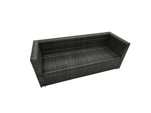 Fimous 7 Pieces Outdoor PE Rattan Garden Furniture Corner Sofa Oblong Coffee Table Set with Cushions 2 Big Footstools Side Table Dark Grey Mixed