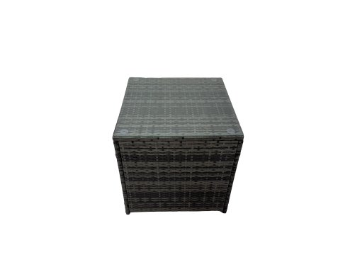 Fimous Outdoor Rattan Oblong Coffee Table Corner Sofa Sets Garden Furniture Set with 2 Chairs 2 Big Stools Side Table Dark Grey Mixed
