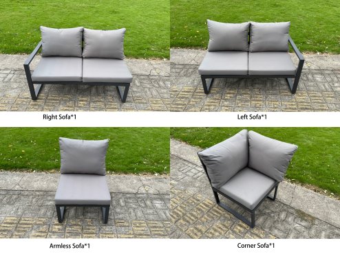 Fimous Aluminium Outdoor Adjustable Rising Lifting Dining Table Garden Furniture Dark Grey