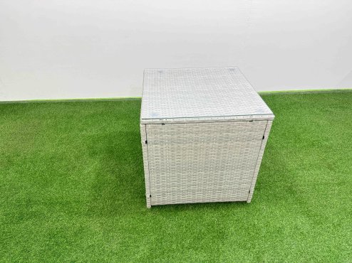 Fimous Rattan Garden Furniture Dining Set 6-seater Patio Rectangular Table Sofa Set with 2 Side Tables Light Grey