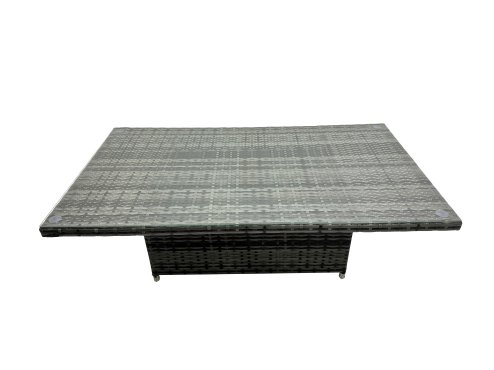 Fimous Outdoor Love Sofa Set 10 Seat Rattan Garden Furniture Set with Adjustable Lifting Dining or Coffee Table Dark Grey Mixed