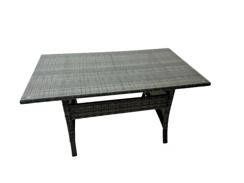 Fimous 8 Seat Outdoor Wicker PE Rattan Garden Furniture Set Dining Table Sofa Set with 2 Big Stools 2 Side Tables Dark Grey Mixed