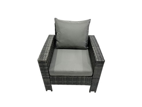Fimous 8 Seater Wicker PE Rattan Furniture Outdoor Coffee Table Double Seat Sofa 4 Stools Set Dark Grey Mixed