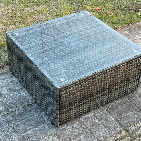 Fimous Dark Grey Mix PE Wicker Rattan Garden Furniture Set Sofa Set Reclining Adjustable Chair 6 Seater