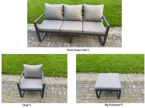 Fimous Aluminum Outdoor Dining Set Patio Dining Furniture Set Includes Adjustable Rising Lifting Dining Table Chairs with 3 Footstools 2 Side Tables