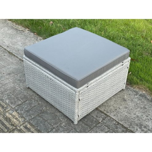 Fimous Light Grey Lounge Outdoor PE Rattan Garden Furniture Set Wicker Sofa Set Oblong Coffee Table With 2 Armchair