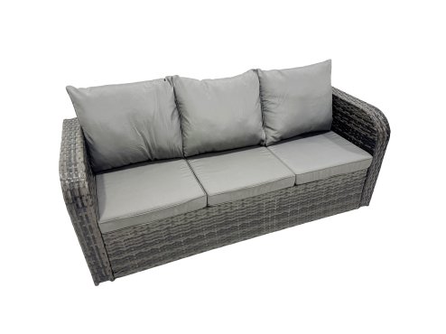 Fimous Garden Rattan Outdoor Furniture Set 9 Seater with 3 Seater Sofa 2 Big Stool 2 Small Stools Dark Grey