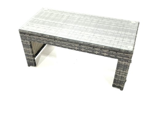 Fimous Garden Outdoor Rattan Furniture Set with Sofa Coffee table 2 Small Footstools Side Table Dark Grey Mixed