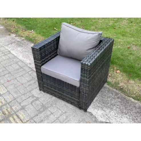Fimous 8 Seater Wicker PE Rattan Garden Dining Set Outdoor Furniture Sofa with Patio Dining Table Armchair Big Footstool Side table Dark Grey Mixed