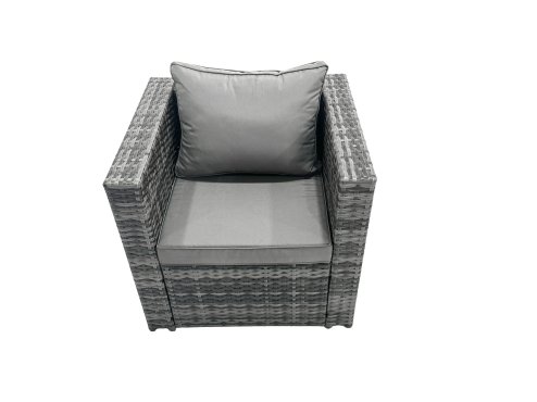 Fimous Outdoor Rattan Garden Furniture Set 10 Seater Patio Lounge Sofa Set with Armchair Square Coffee Table 2 Big Footstool Dark Grey Mixed