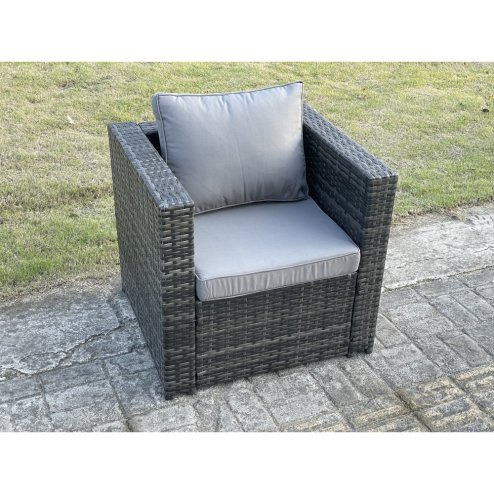 Fimous Wicker Rattan Garden Furniture Sofa Set with 2 Side Tables Armchair Square Coffee Table 3 Footstools 8 Seater Outdoor Rattan Set Dark Grey Mixed