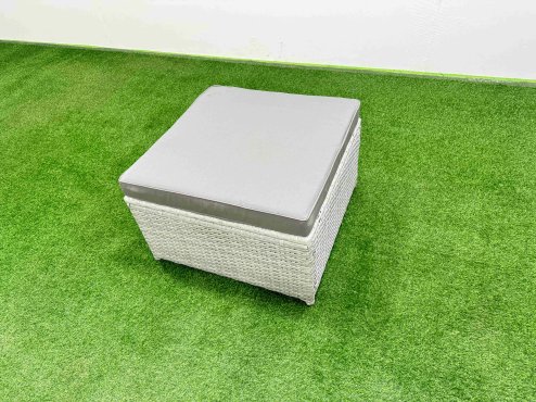 Fimous Rattan Garden Furniture Dining Set 9-seater Patio Rectangular Table Sofa Set with 3 Stools Light Grey