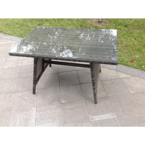 Fimous 6 Seater Grey Rattan Sofa Dining Set 2 Tables Garden Furniture Outdoor