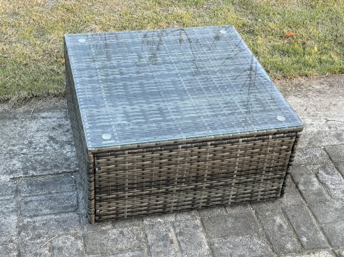 Fimous Rattan Garden Furniture Set 5 piece Patio Rattan Furniture Sofa Weaving Wicker includes 2 Double Seat Sofa, Coffee Table and 2 Big Footstool