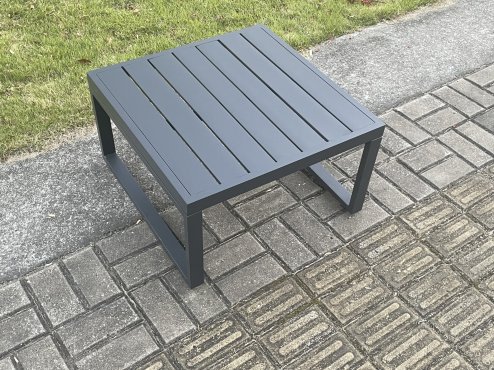 Fimous 11 Seater Outdoor Aluminium Garden Furniture Set Corner Lounge Sofa Set with Square Coffee Table 2 Pcs Chair Footstools Dark Grey