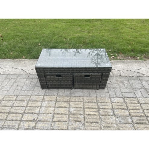 Fimous 12 Seater Rattan Garden Furniture Set Indoor Outdoor Patio Sofa Set with Coffee Table 3 Footstools Dark Grey Mixed