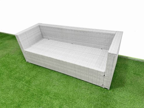 Fimous 10 Seater Garden Furniture Set PE Ratten Garden Sofa Set with Rectangular Dining Table 2 Small Stools 2 Side Tables Light Grey