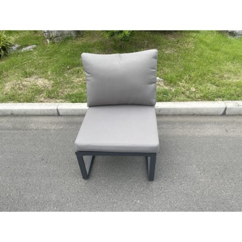 Fimous Aluminum Outdoor Garden Furniture Corner Sofa Adjustable Rising Lifting Dining Table Sets Dark Grey Black Tempered Glass 6 Seater
