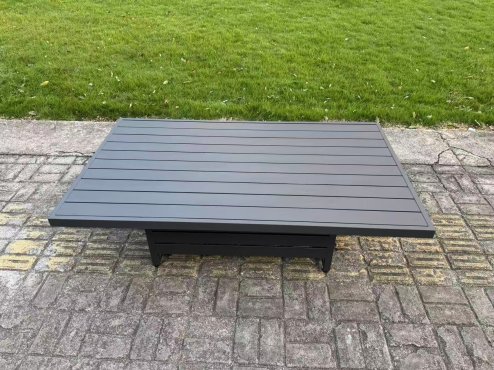 Fimous Aluminium Garden Furniture Sets,8 Seater Outdoor Conversational Dining Set with Adjustable Rising Lifting Dining Table Cushions for Yard,Poolside, Patio, Dark Grey
