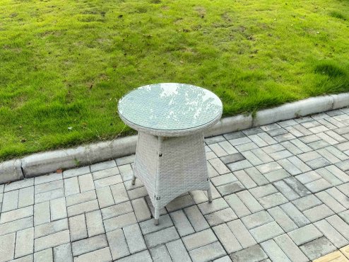 Fimous Rattan Garden Furniture Set Outdoor Bistro Set with 1 Coffee Table & 2 Seater Chairs Light Grey Mixed