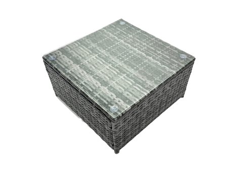 Fimous Outdoor Rattan Garden Furniture Set 7 Seater Patio Lounge Sofa Set with Armchair Square Coffee Table 2 Side Tables 3 Footstools Dark Grey Mixed