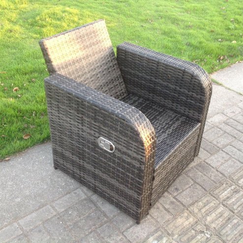 Fimous Dark Mixed Grey Rattan Outdoor Garden Furniture Lifting Adjustable Dining Or Coffee Table Sets Lounge Sofa Recling Chairs 5 Seater