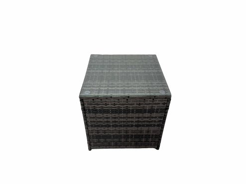Fimous Patio Sofa Oblong Coffee Table Set Rattan Garden Furniture Set with 2 Chairs 2 Small Stools Side Table Dark Grey Mixed