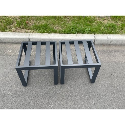 Fimous Aluminum 2 PC Small Footstool Outdoor Garden Furniture With Seat Cushion Patio Furniture Dark Grey