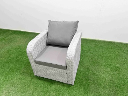 Fimous Patio PE Wicker 8 Seater Outdoor Rattan Furniture Sofa Sets with Oblong Coffee Table Reclining Chair Loveseat Sofa 3 Seater Sofa Stool Light Grey
