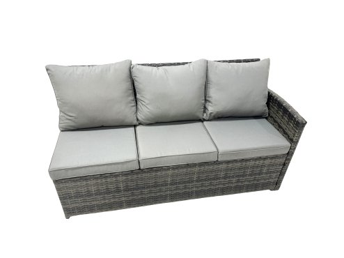 Fimous 11 Seat Poly Rattan Outdoor Patio Oblong Coffee Table Corner Sofa Set with 3 Stools 2 Chairs for Garden Backyard Dark Grey Mixed