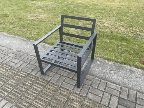Fimous Aluminium Outdoor Garden Chair Patio Armchair Single Sofa for Balcony, Terrace,Swimming Pool Dark Grey