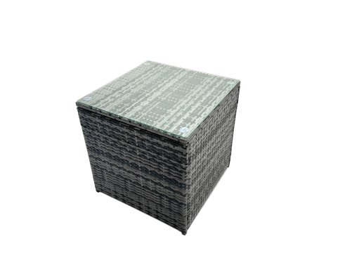 Fimous Outdoor Rattan Garden Furniture Set 8 Seater Patio Lounge Sofa Set with Square Coffee Table 2 Side Table 2 Small Footstools Dark Grey Mixed