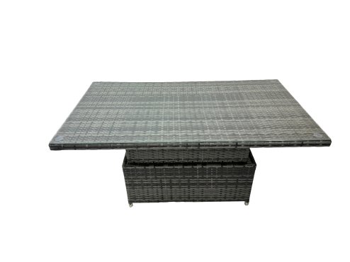 Fimous 12 Seat Poly Rattan Outdoor Patio Height Adjustable Rising Lifting Table Corner Sofa Set with 4 Stool 2 Chairs for Garden Backyard Dark Grey Mixed