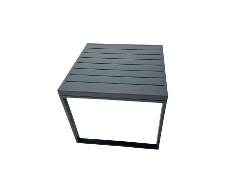 Fimous Outdoor Garden Furniture Set Aluminium Lounge 3 Seat Sofa Oblong Coffee Table Sets with 4 Stools 2 Side Tables Dark Grey