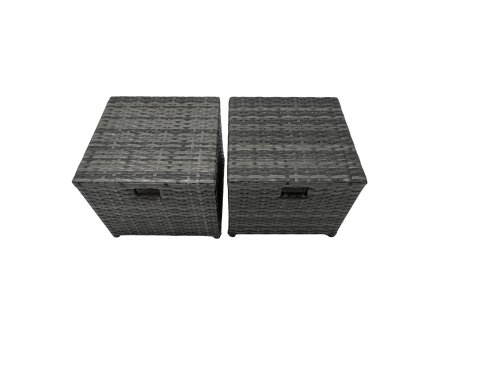 Fimous Rattan Garden Furniture Firepit Dining Set 9 Seater Lounge Sofa Table Set with side table 4 Footstool